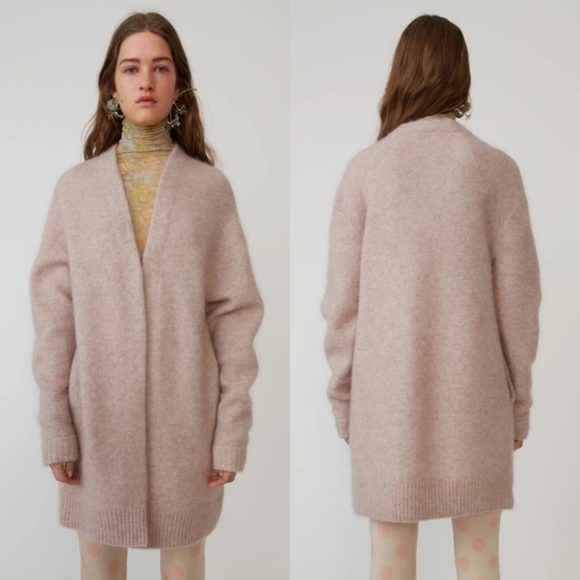 Acne Blush Pink Raya SH Mohair Cocoon Cardigan Size XS - Picture 1 of 6